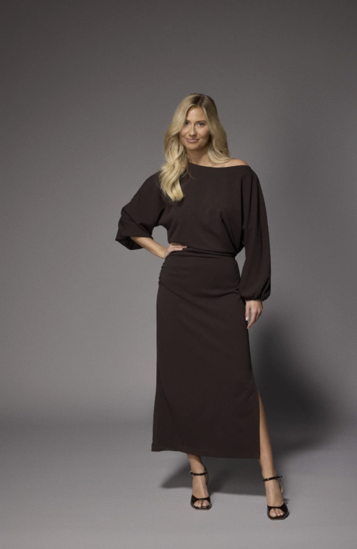 ELEONORE LONG DRESS BROWN
